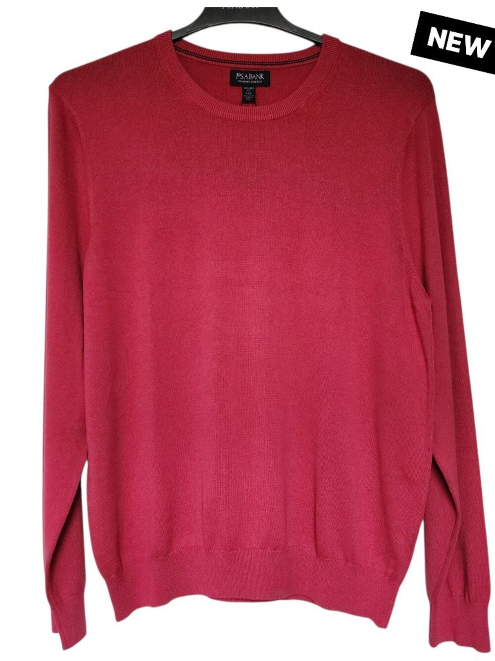 XXL Sweater Jos A Bank Cotton Rose Red Crewneck Long Sleeves Mens New Nwt Size